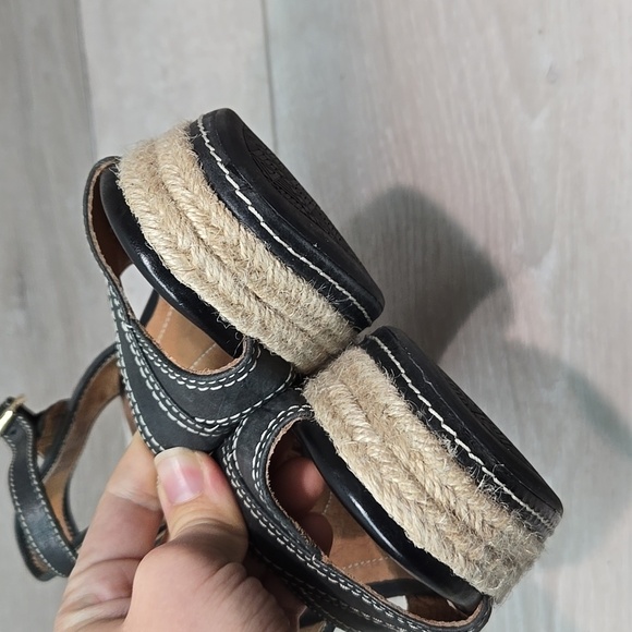 Clarks Indigo Women Espadrille Ankle Black Wedge Sandals Shoes Sz 6M - Picture 5 of 10